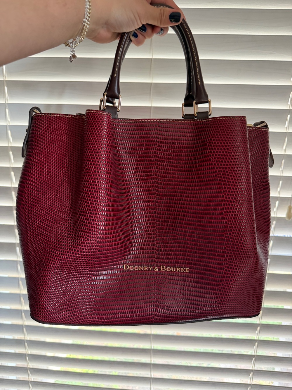 Dooney & Bourke Deep Burgundy Lizard-Embossed Satchel